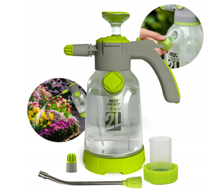 Hand-Drucksprüher mit Messbecher zur genauen Dosierung von Sprühmitteln – 2L NO PEST® Premium-Qualität