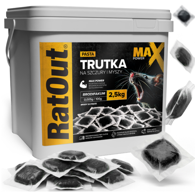 RatOut Brodifacoum-pasta (zwart) Max Power 25kg