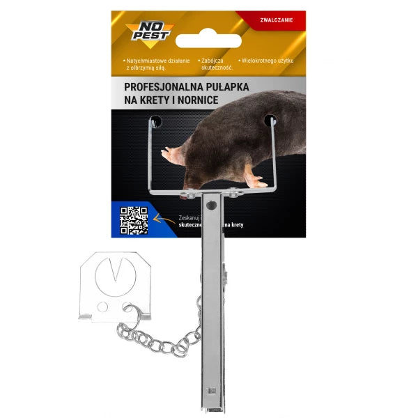 Pułapka na krety, nornice, karczowniki No Pest®. Profesjonalna nożycowa łapka na krety.