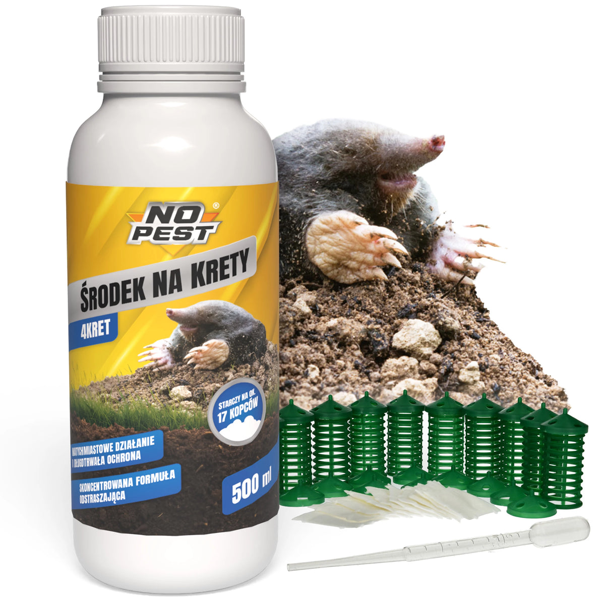 Środek na krety w ogrodzie No Pest® + dyspenser zapachu (15 szt)