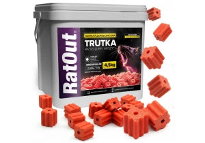 Najmocniejsza trutka na szczury, myszy, gryzonie od RatOut® kostka fluorescencyjna brodifakum wiadro 4,5 kg