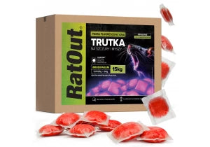 Trutka na myszy, szczury, gryzonie, pasta fluorescencyjna brodifakum RatOut® karton 15 kg