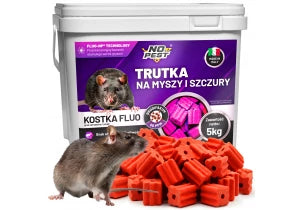 Trutka na szczury, myszy, gryzonie od No Pest® kostka fluorescencyjna brodifakum 5 kg