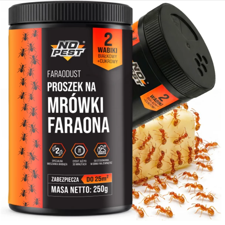 Mittel gegen Pharaoameisen – Pulver mit Zweikomponenten-Lockstoff No Pest Faraodust 250 g.