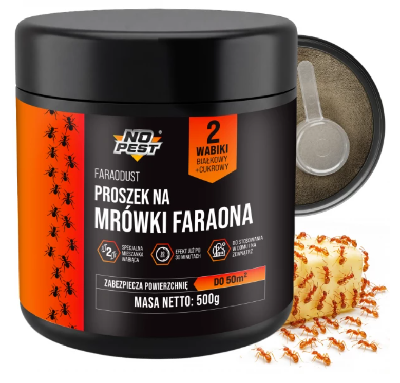 Mittel gegen Pharaoameisen – Pulver mit Zweikomponenten-Lockstoff No Pest Faraodust 500 g.