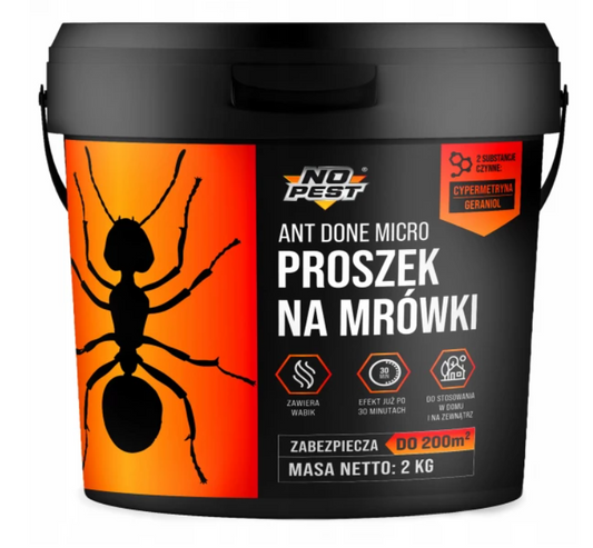 Mierpoeder 2 kg No Pest® Ant Done Micro Granulaat. Middel tegen mieren voor huis en tuin.