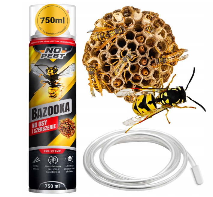 Starkes Spray gegen Wespen und Hornissen – Insektenspray für Nester BAZOOKA 750 ml
