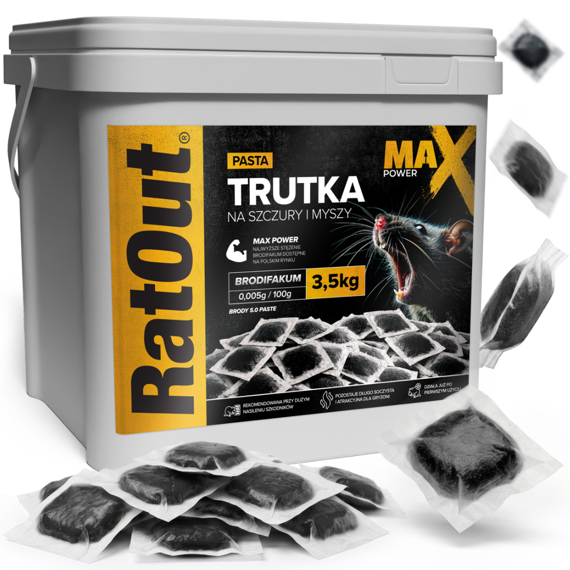 RatOut Brodifacoum-pasta (zwart) Max Power 3,5kg