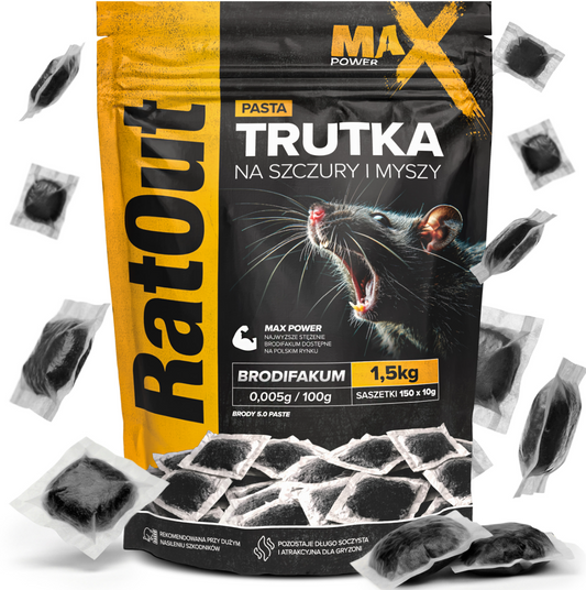 RatOut Brodifacoum-pasta (zwart) Max Power 1,5 kg
