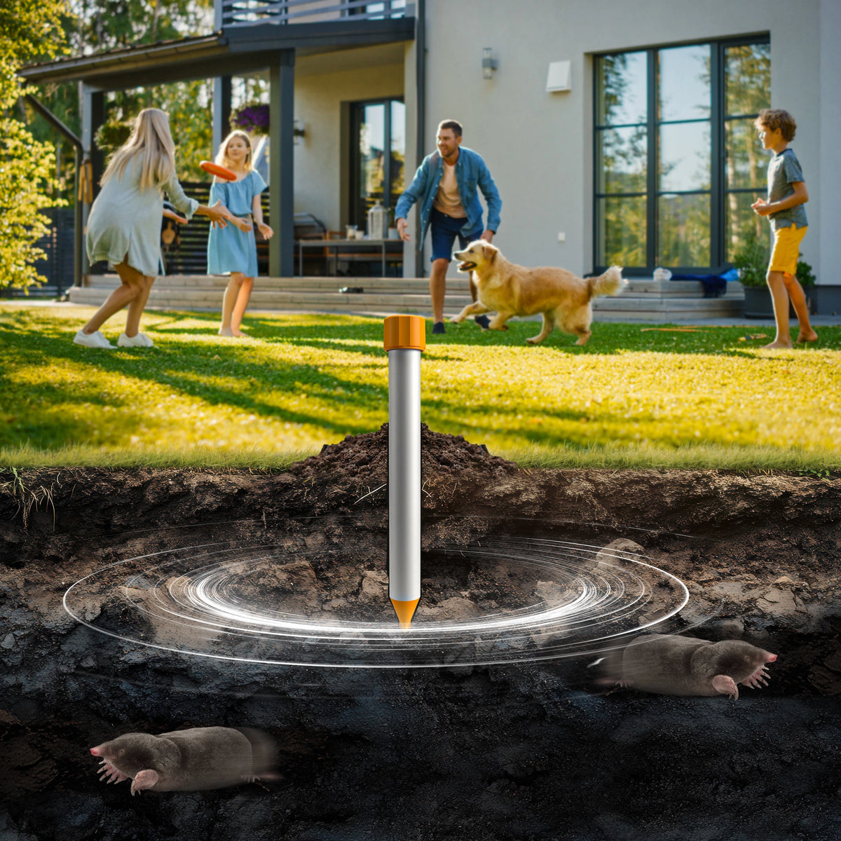 Odstraszacz na krety, nornice wibracyjny 1500m² Seismic Shock Repeller No Pest®