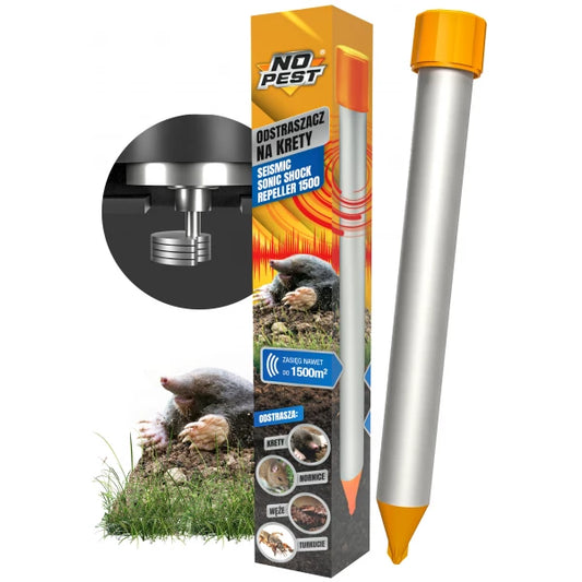 Répulsif vibrant pour taupes et campagnols, 1500m² Seismic Shock Repeller No Pest®