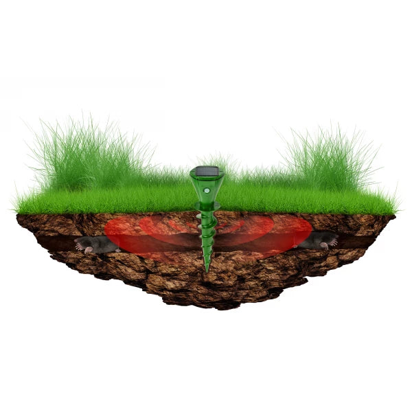 Solarer Maulwurf- und Wühlmausschreck 600 m² No Pest® Solar Screw Mole Repeller 2 Stk.
