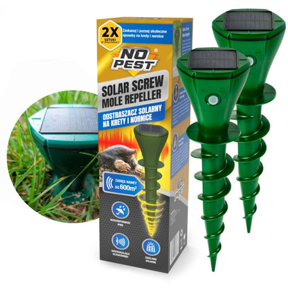 Solarer Maulwurf- und Wühlmausschreck 600 m² No Pest® Solar Screw Mole Repeller 2 Stk.