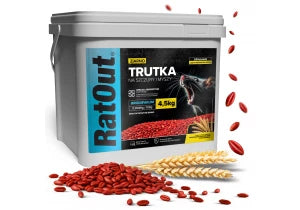 Trutka na myszy, szczury, gryzonie, zatrute ziarno brodifakum RatOut® wiadro 4,5 kg