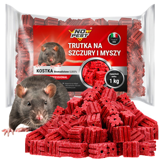 No Pest blocs d’appât rouges contre les rats et les souris 1 kg