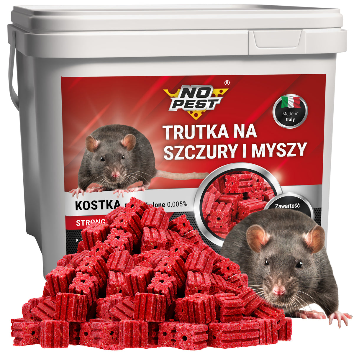 No Pest blocs d’appât rouges contre les rats et les souris 3 kg