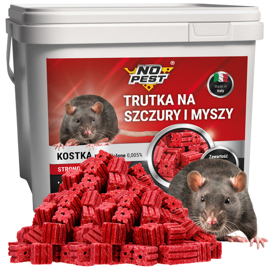 Rattengift und Mäusegift, Nagetiergift 3 kg No Pest® Bromadiolon Rote Würfel
