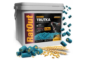 Trutka na szczury, myszy, gryzonie, granulat, pellet brodifakum RatOut® wiadro 2,5 kg