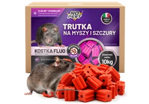 Trutka na szczury, myszy, gryzonie od No Pest® kostka fluorescencyjna brodifakum 10 kg