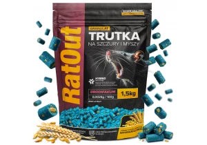 Trutka na szczury, myszy, gryzonie, granulat, pellet brodifakum RatOut® worek 1,5 kg